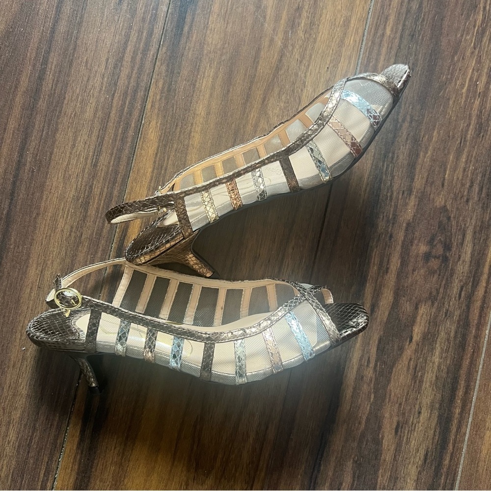 J. Renee Mesh & Snakeskin Slingback Heels – Size 7M – Like New - Picture 6 of 11